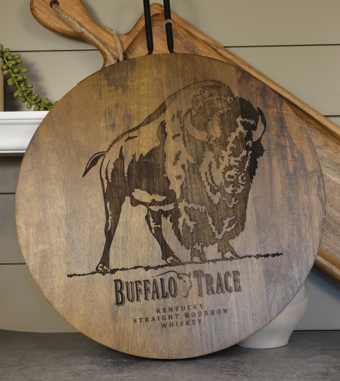 Whiskey Barrel Top Decor "Buffalo Trace"