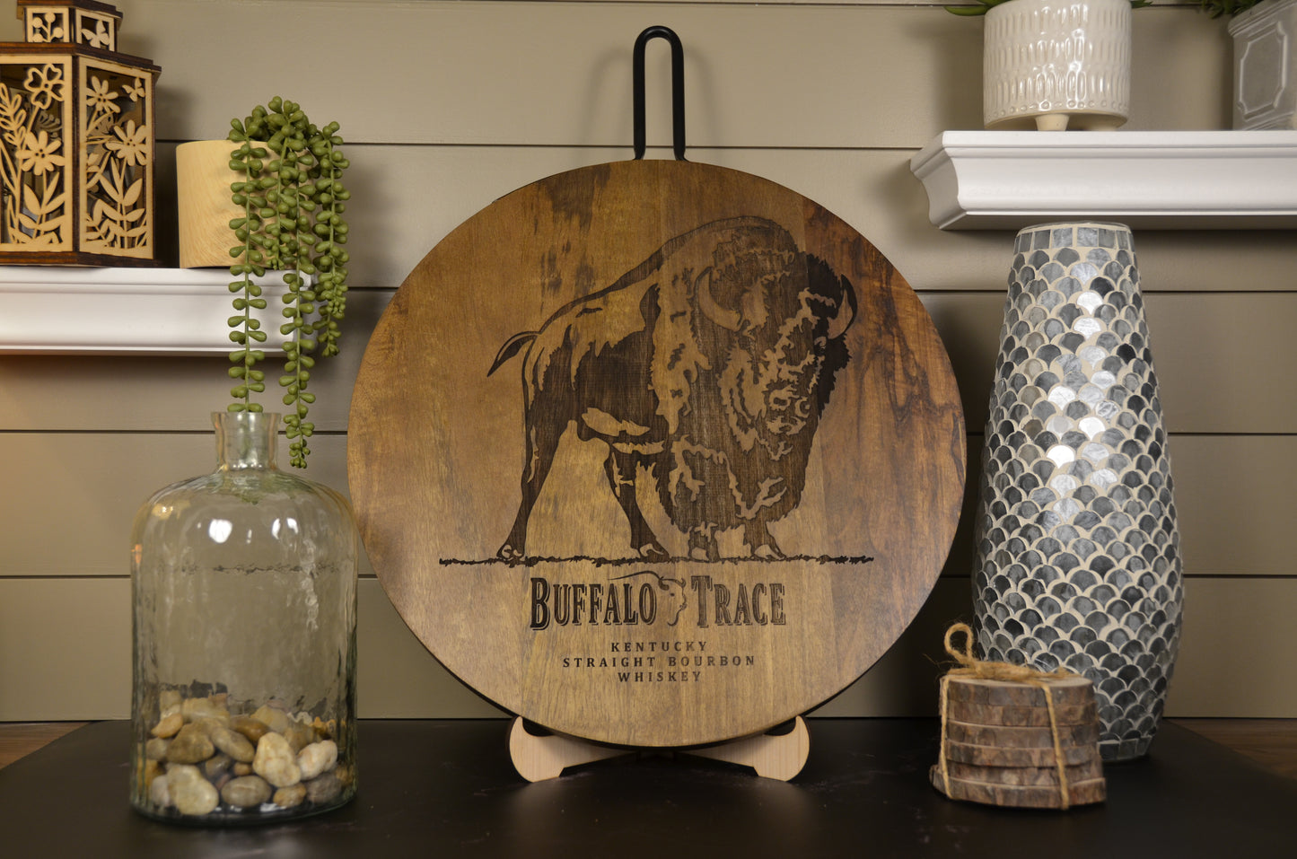 Whiskey Barrel Top Decor "Buffalo Trace"